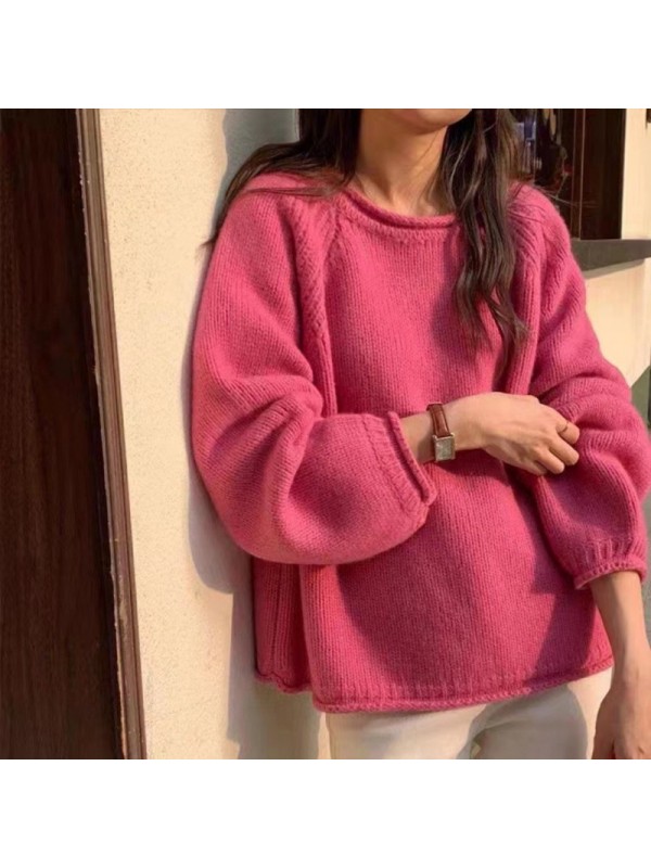 French Fashionable Yellow Knitted Sweater Pullover 2023 New Women's Early Spring Thick Stick Needle Loose Lazy Top