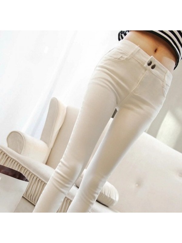 Honey Peach Hip Elastic High Waist Jeans Women's Velvet&No Velvet Black And White Slim Small Foot Pencil Denim Pants