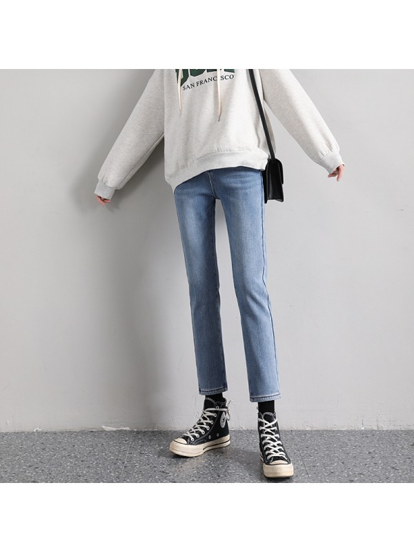 Straight Denim Jeans For Spring/summer 2023 New Live Streaming Women's Loose Fitting High Waisted Slim Smoke Pipe Pants With Nine Point Apricot Black Pants