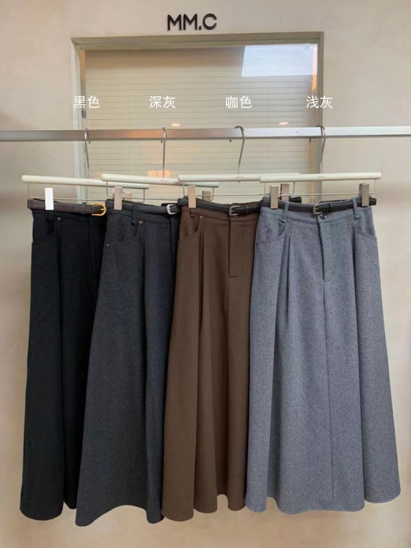 MMC Woolen Half Length Skirt For Women In Autumn And Winter, New Umbrella Skirt, Fluffy Skirt, Medium Length Wool, High Waist, Slim A-Line Skirt