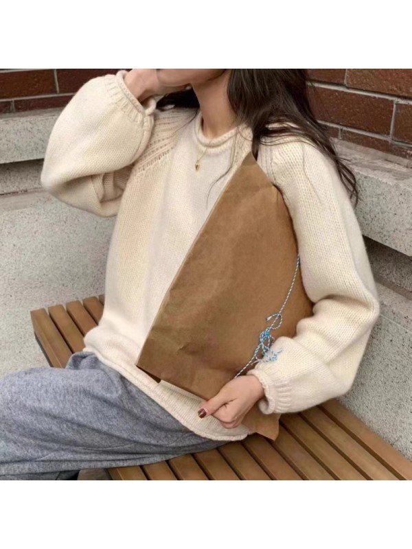 French Fashionable Yellow Knitted Sweater Pullover 2023 New Women's Early Spring Thick Stick Needle Loose Lazy Top