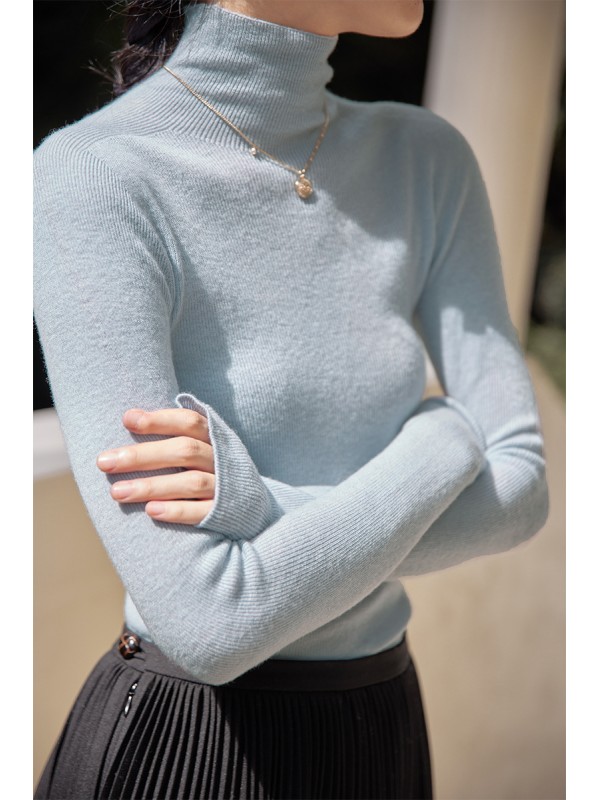 All Wool Seamless One Piece High Neck Underlay Knit 2023 Autumn/Winter New Solid Color Underlay Top