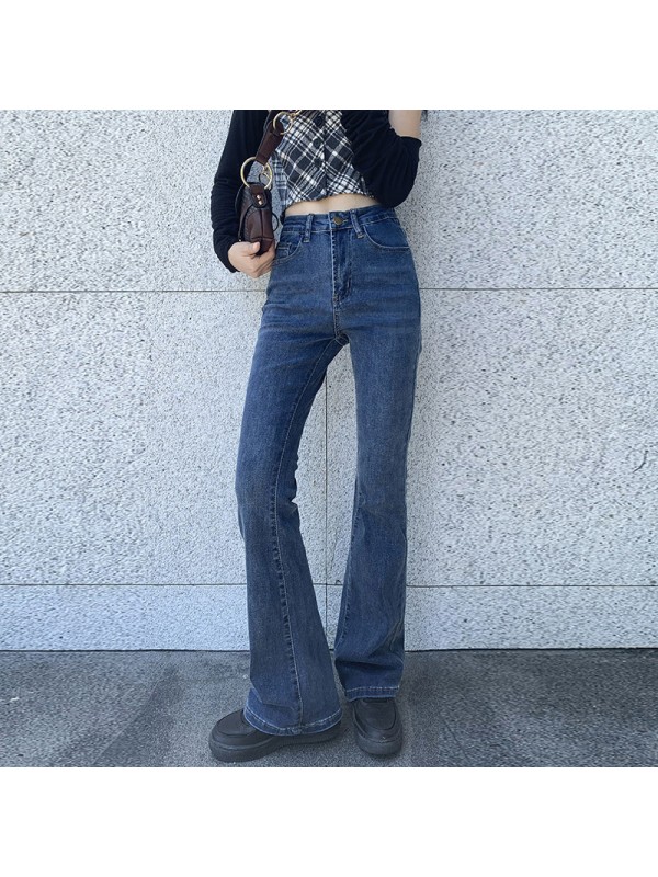 Plush And Thick Flared Jeans For Women's Autumn And Winter New High Waisted Elastic Tight, Slimming And Warm, Slightly Flared Floor Long Pants