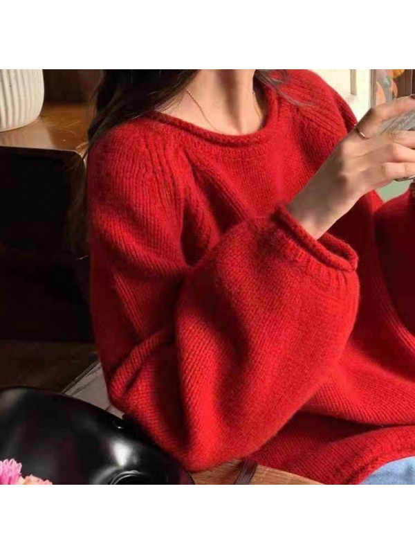 French Fashionable Yellow Knitted Sweater Pullover 2023 New Women's Early Spring Thick Stick Needle Loose Lazy Top